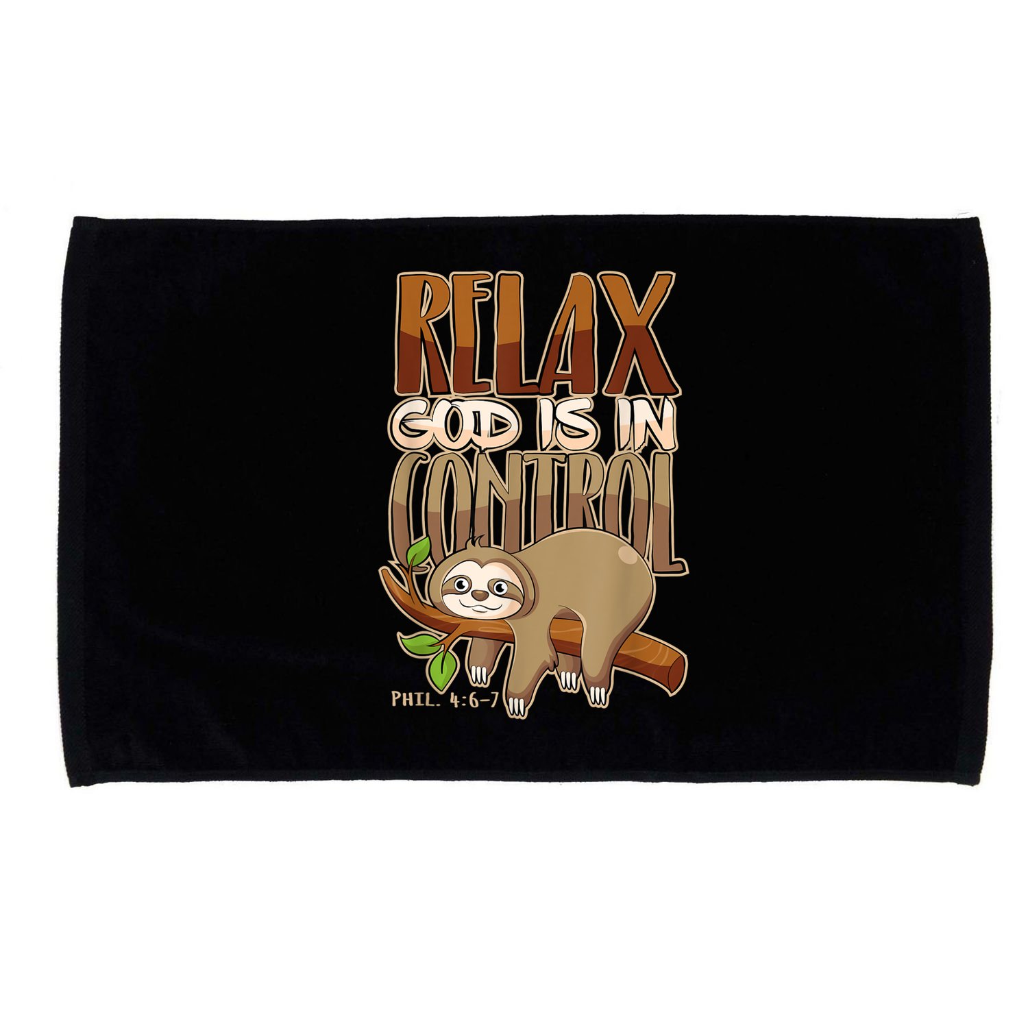 Relax God Is In Control Christian Bible Quote Sloth Microfiber Hand Towel