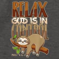 Relax God Is In Control Christian Bible Quote Sloth Vector Backpack