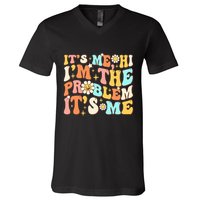 Retro Groovy I'm A Problem Sarcasm Humor Funny Cute V-Neck T-Shirt