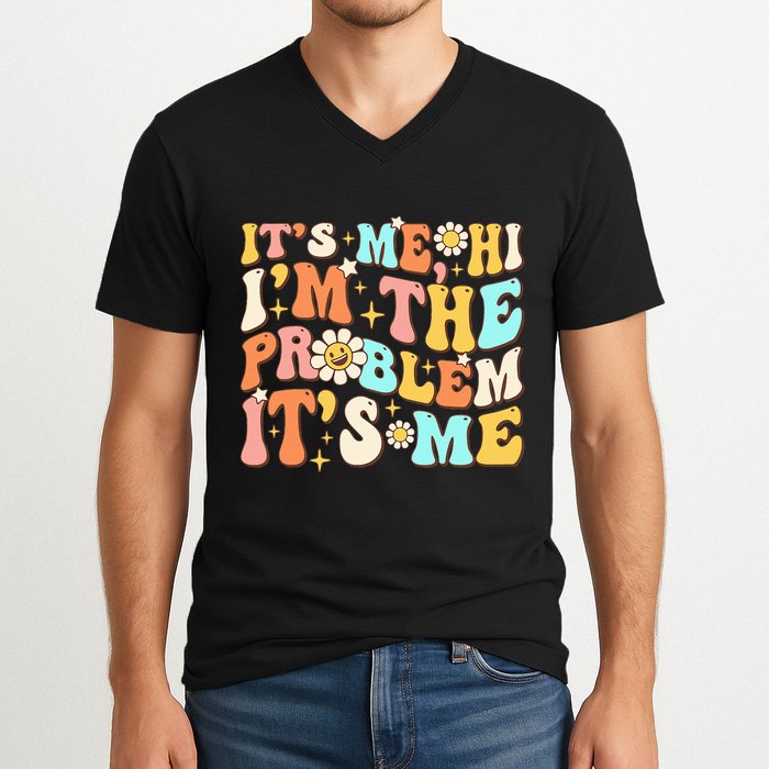 Retro Groovy I'm A Problem Sarcasm Humor Funny Cute V-Neck T-Shirt