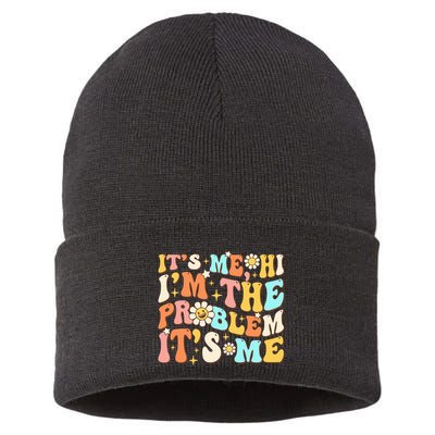 Retro Groovy I'm A Problem Sarcasm Humor Funny Cute Sustainable Knit Beanie