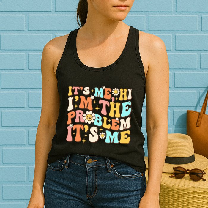 Retro Groovy I'm A Problem Sarcasm Humor Funny Cute Womens Tank Top