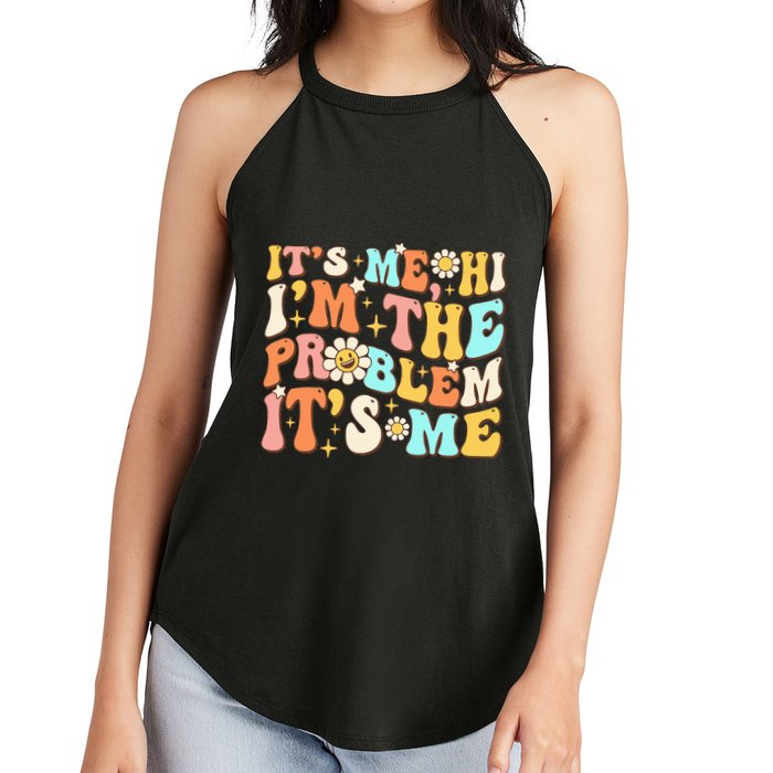 Retro Groovy I'm A Problem Sarcasm Humor Funny Cute Women's Perfect Tri Rocker Tank