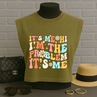 Retro Groovy I'm A Problem Sarcasm Humor Funny Cute Garment-Dyed Women's Muscle Tee