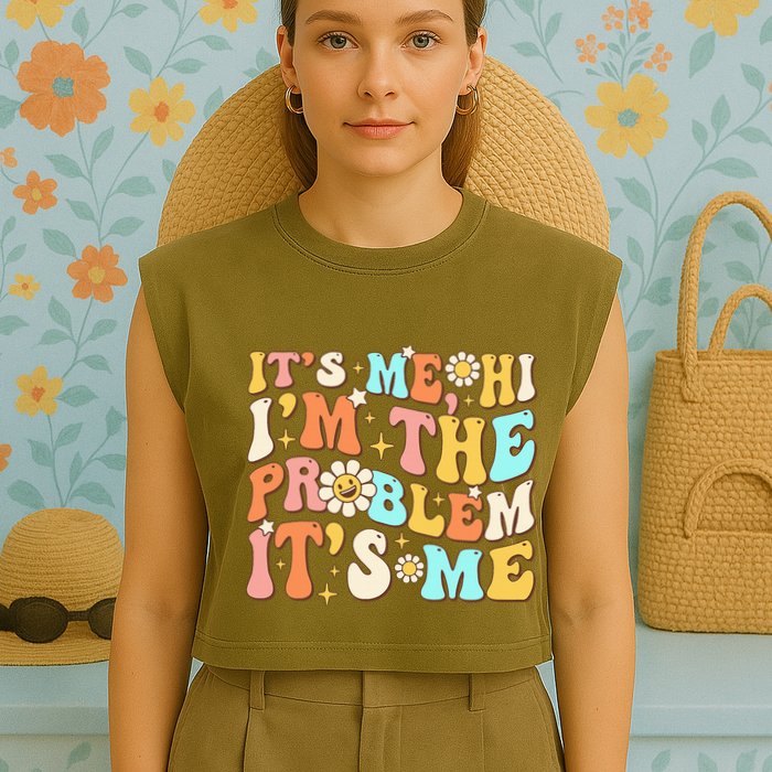 Retro Groovy I'm A Problem Sarcasm Humor Funny Cute Garment-Dyed Women's Muscle Tee