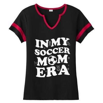 Retro Groovy In My Soccer Mom Era MotherS Day Soccer Mama Ladies Halftime Notch Neck Tee