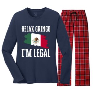 Relax Gringo Im Legal Funny Women's Long Sleeve Flannel Pajama Set 