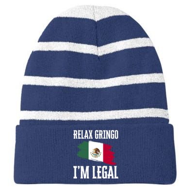 Relax Gringo Im Legal Funny Striped Beanie with Solid Band