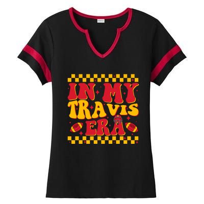 Retro Groovy In My Travis Era Ladies Halftime Notch Neck Tee