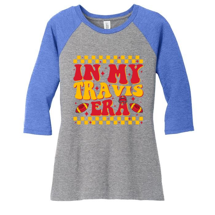 Retro Groovy In My Travis Era Women's Tri-Blend 3/4-Sleeve Raglan Shirt