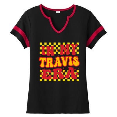 Retro Groovy In My Travis Era Ladies Halftime Notch Neck Tee