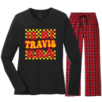 Retro Groovy In My Travis Era Women's Long Sleeve Flannel Pajama Set 