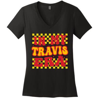 Retro Groovy In My Travis Era Women's V-Neck T-Shirt