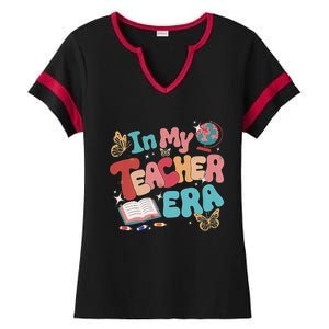 Retro Groovy In My Teacher Era Teaching Life Back To School Ladies Halftime Notch Neck Tee