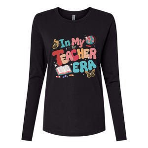 Retro Groovy In My Teacher Era Teaching Life Back To School Womens Cotton Relaxed Long Sleeve T-Shirt