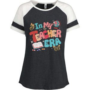 Retro Groovy In My Teacher Era Teaching Life Back To School Enza Ladies Jersey Colorblock Tee