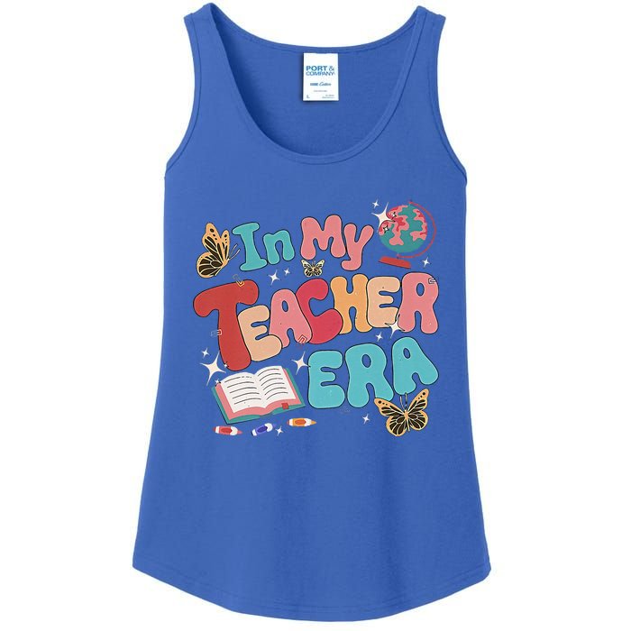 Retro Groovy In My Teacher Era Teaching Life Back To School Ladies Essential Tank