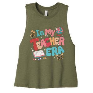 Retro Groovy In My Teacher Era Teaching Life Back To School Women's Racerback Cropped Tank