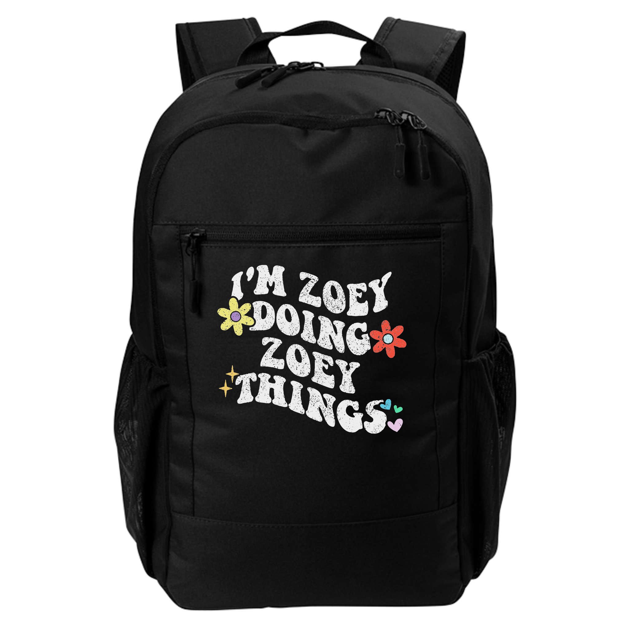 Retro Groovy Im Zoey Doing Zoey Things Funny Mother's Day Backpack