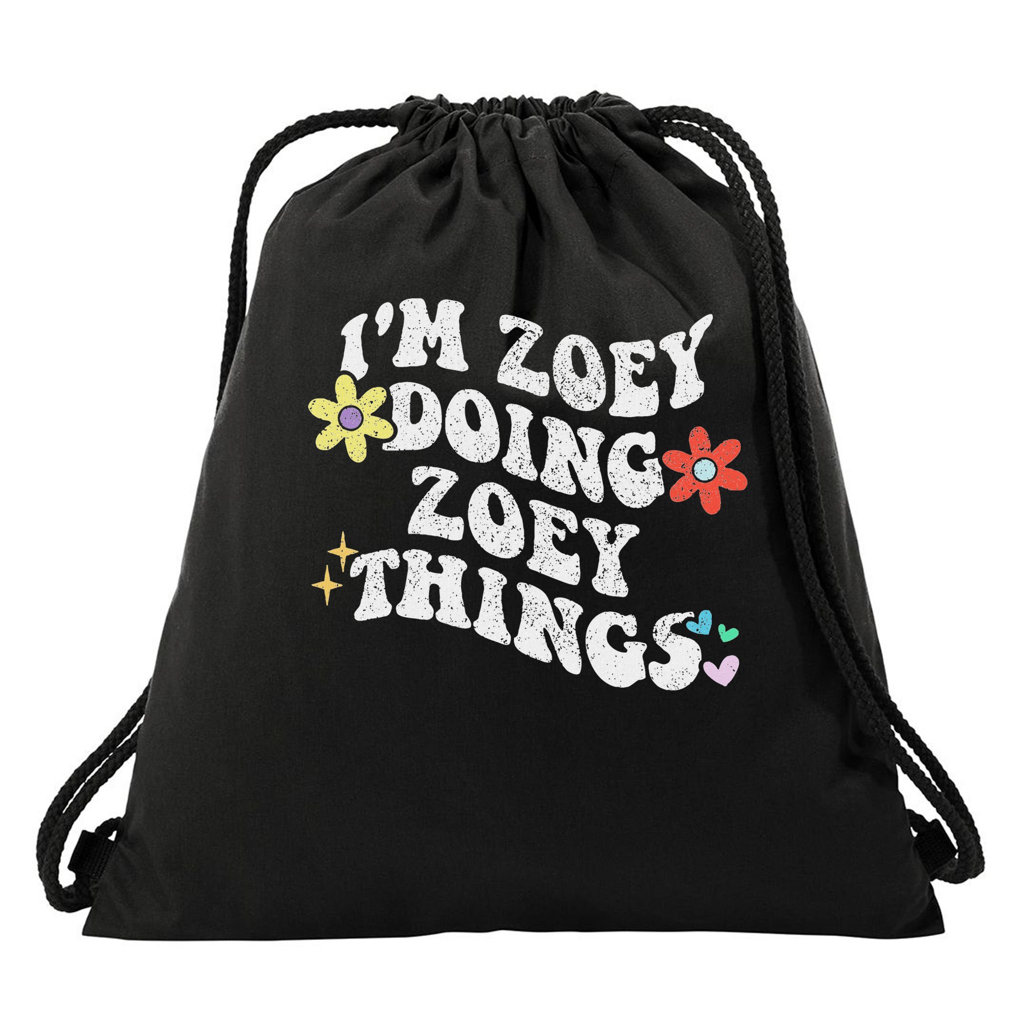 Retro Groovy Im Zoey Doing Zoey Things Funny Mother's Day Drawstring Bag