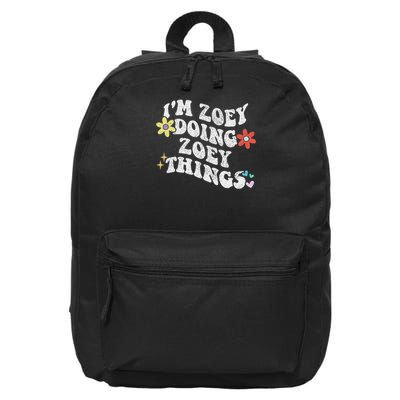 Retro Groovy Im Zoey Doing Zoey Things Funny Mother's Day 16 in Basic Backpack