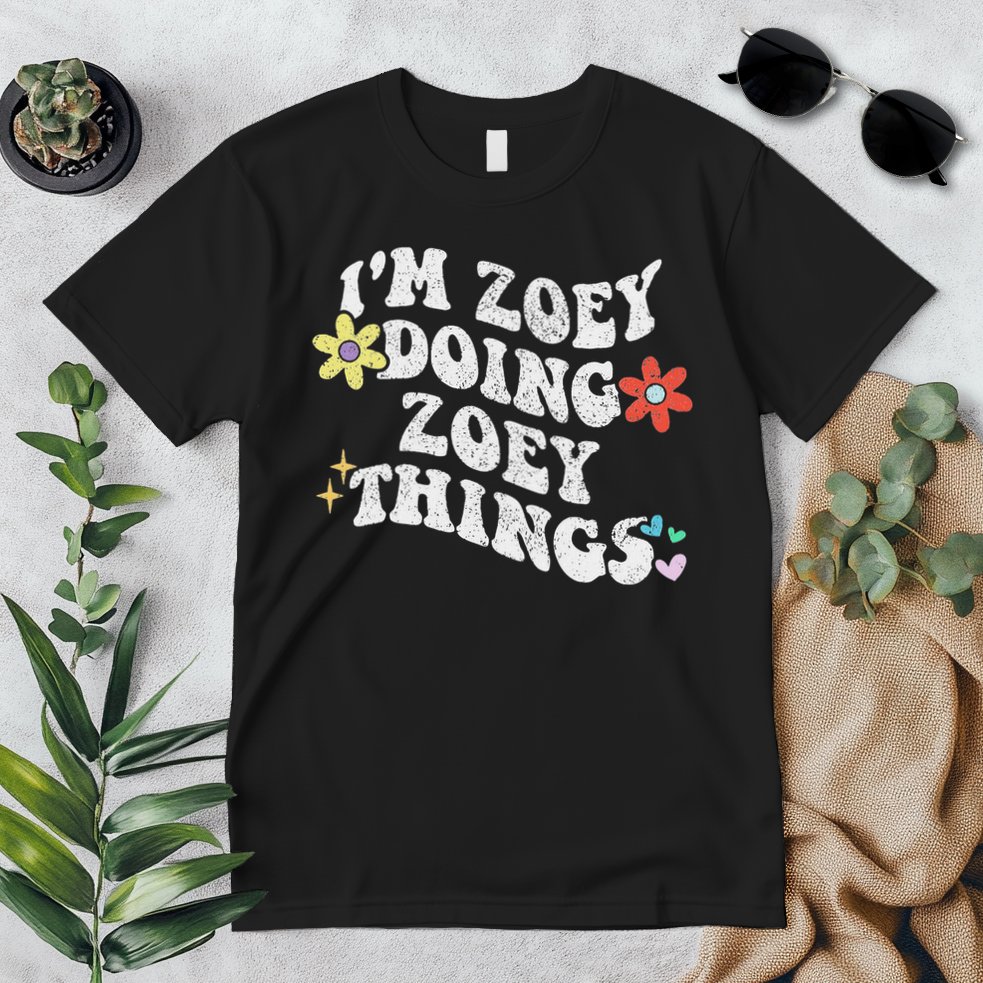 Retro Groovy Im Zoey Doing Zoey Things Funny Mother's Day Premium T-Shirt