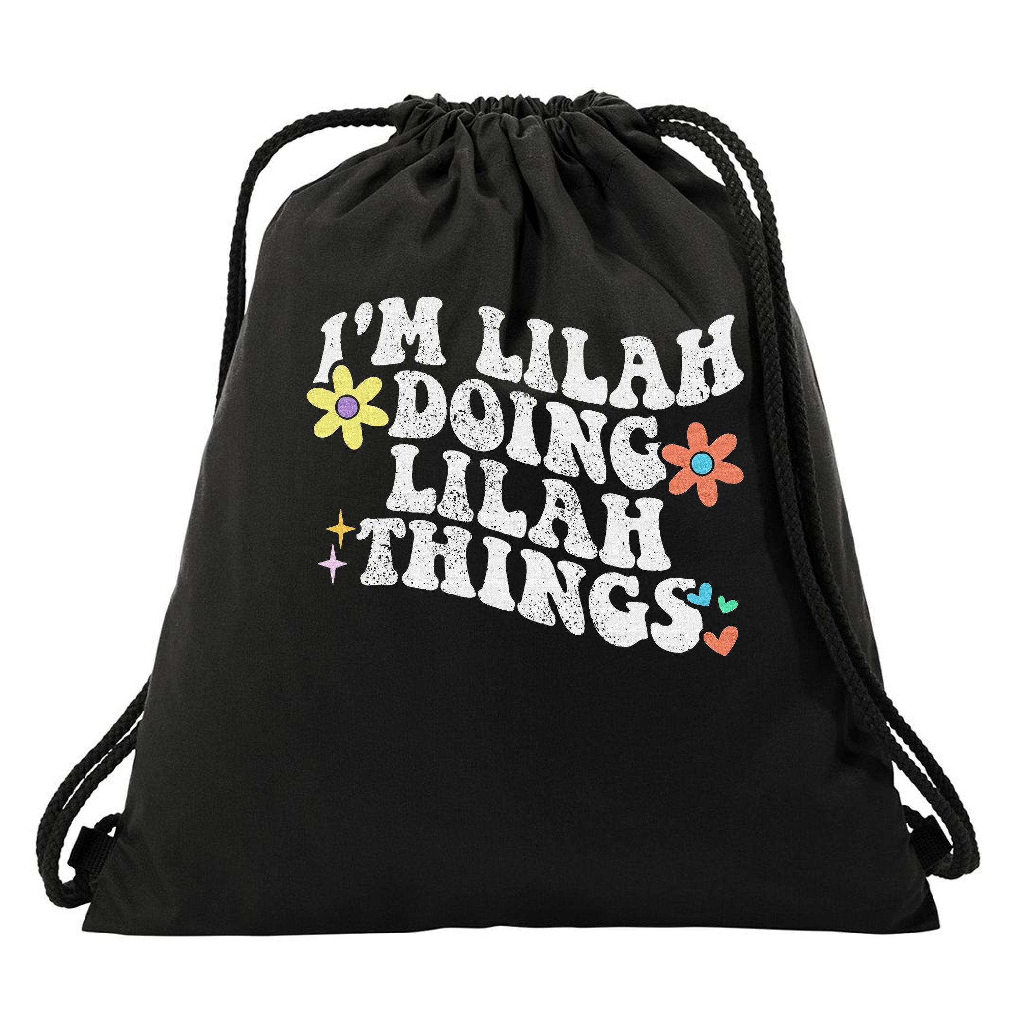 Retro Groovy Im Lilah Doing Lilah Things Funny Mother's Day Drawstring Bag