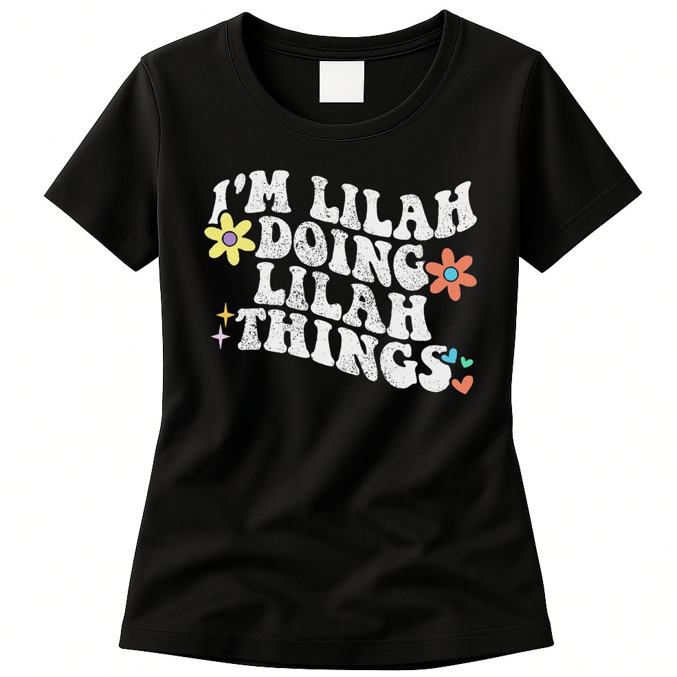 Retro Groovy Im Lilah Doing Lilah Things Funny Mother's Day Womens T-Shirt