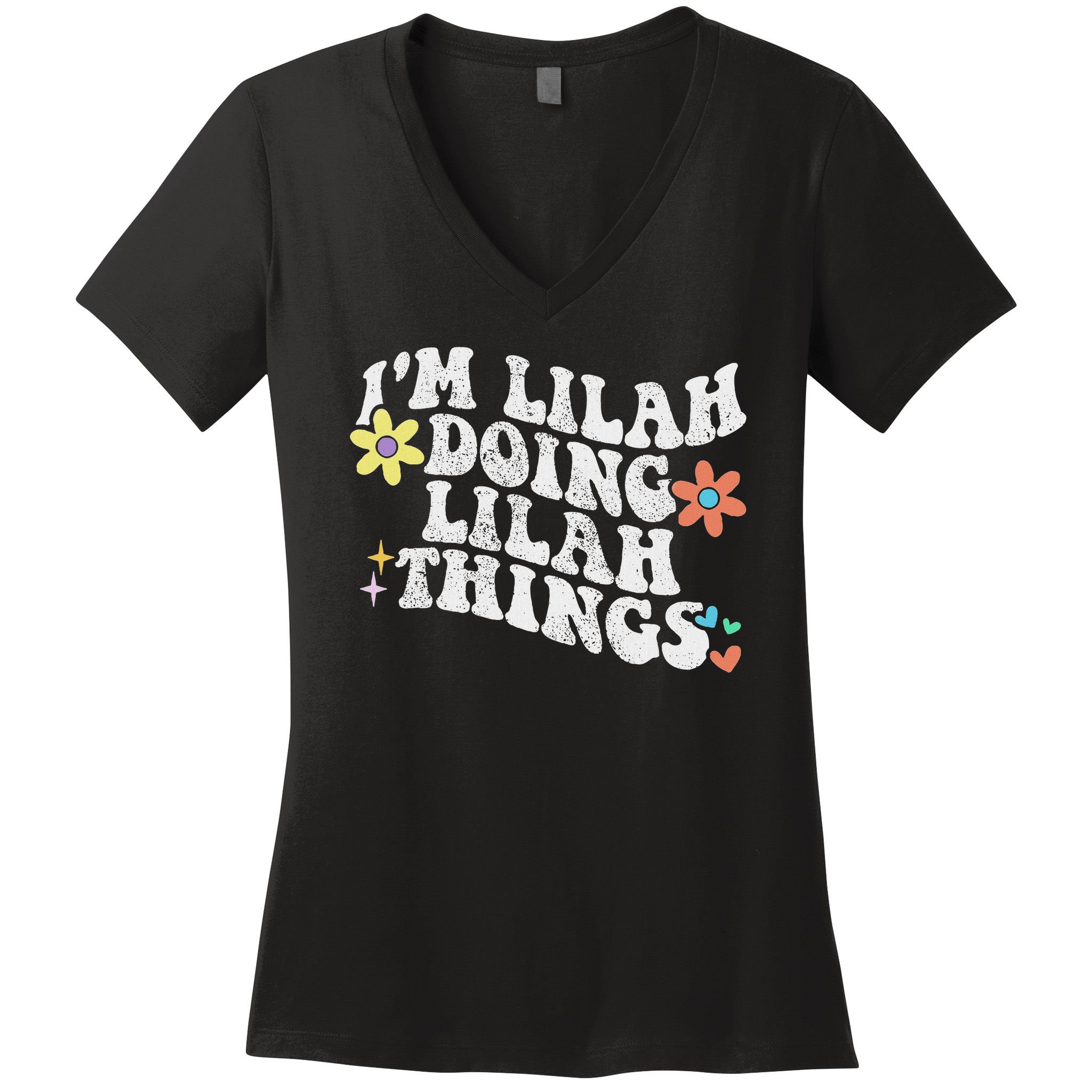 Retro Groovy Im Lilah Doing Lilah Things Funny Mother's Day Women's V-Neck T-Shirt