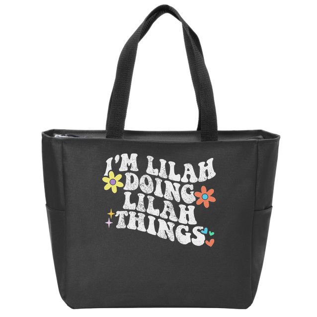 Retro Groovy Im Lilah Doing Lilah Things Funny Mother's Day Zip Tote Bag