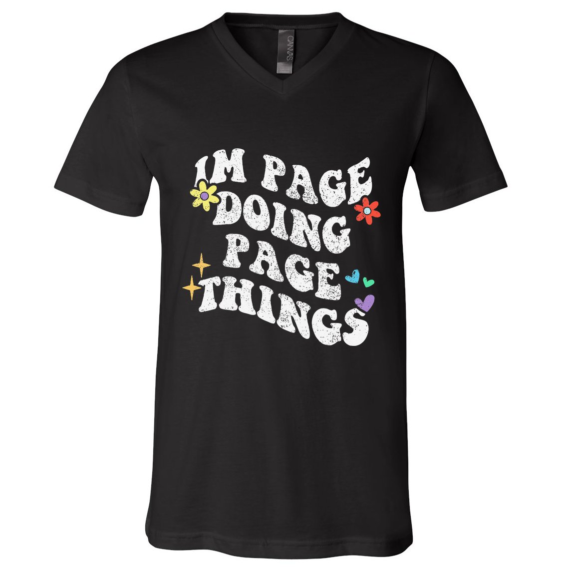 Retro Groovy Im Page Doing Page Things Funny MotherS Day V-Neck T-Shirt