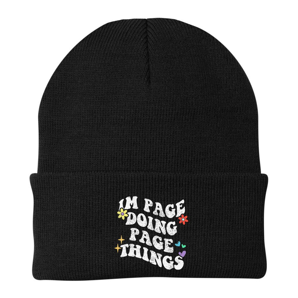 Retro Groovy Im Page Doing Page Things Funny MotherS Day Beanie