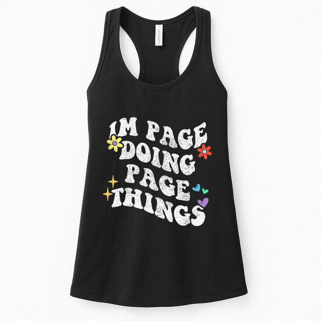 Retro Groovy Im Page Doing Page Things Funny MotherS Day Womens Tank Top