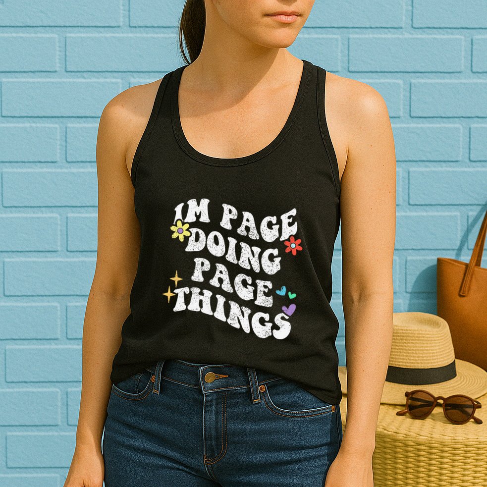 Retro Groovy Im Page Doing Page Things Funny MotherS Day Womens Tank Top