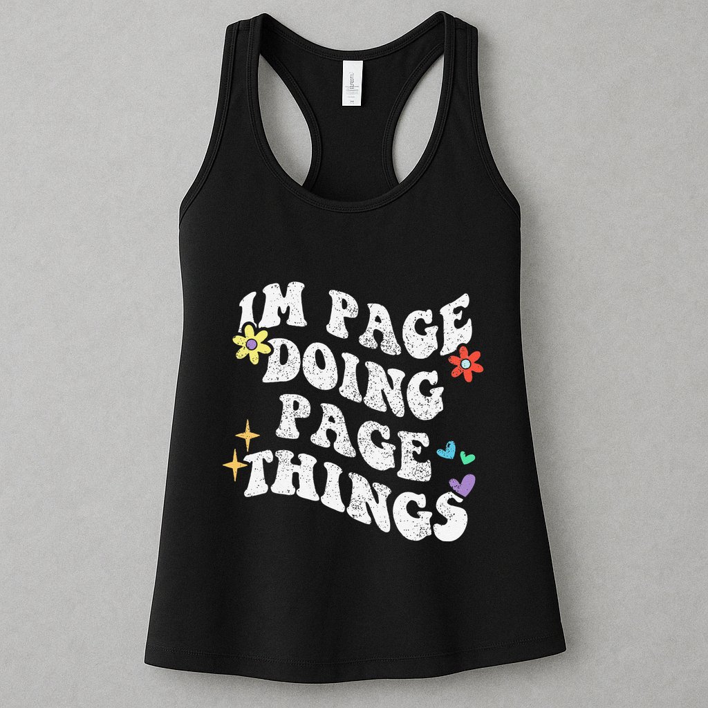 Retro Groovy Im Page Doing Page Things Funny MotherS Day Womens Tank Top