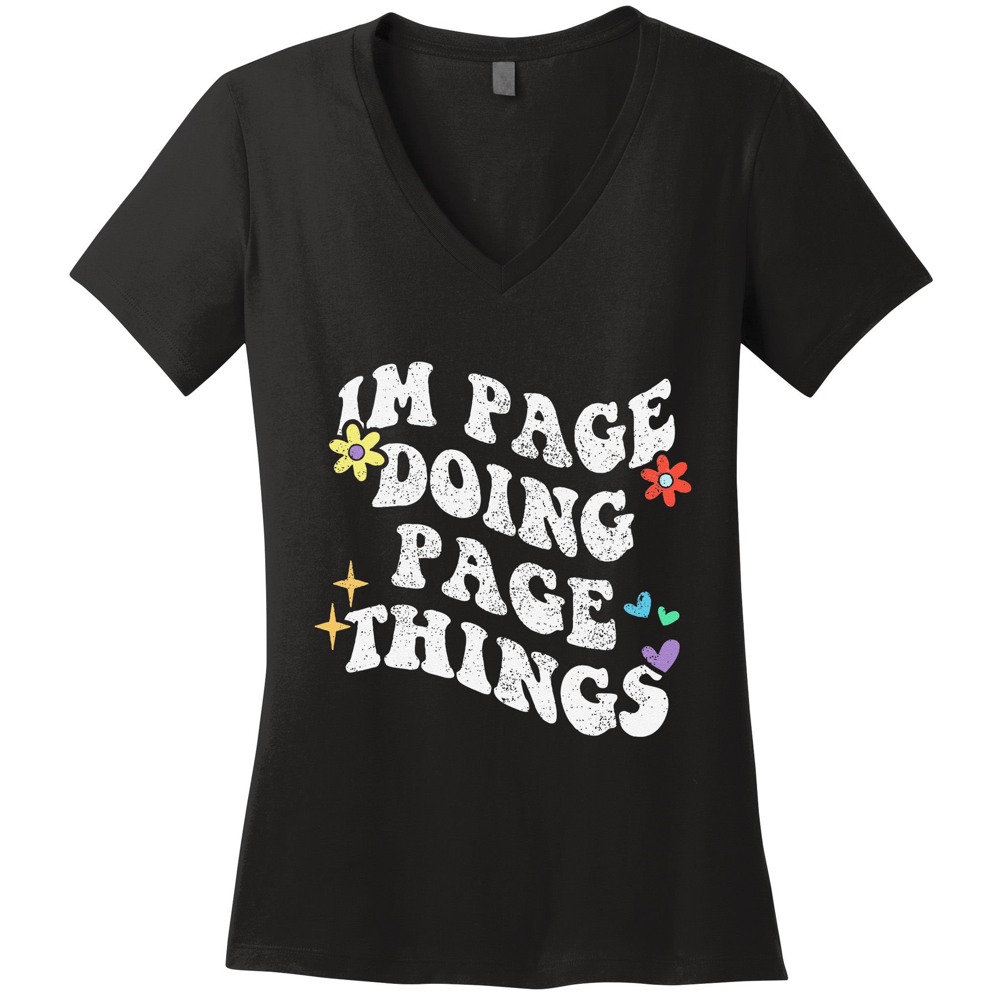 Retro Groovy Im Page Doing Page Things Funny MotherS Day Women's V-Neck T-Shirt