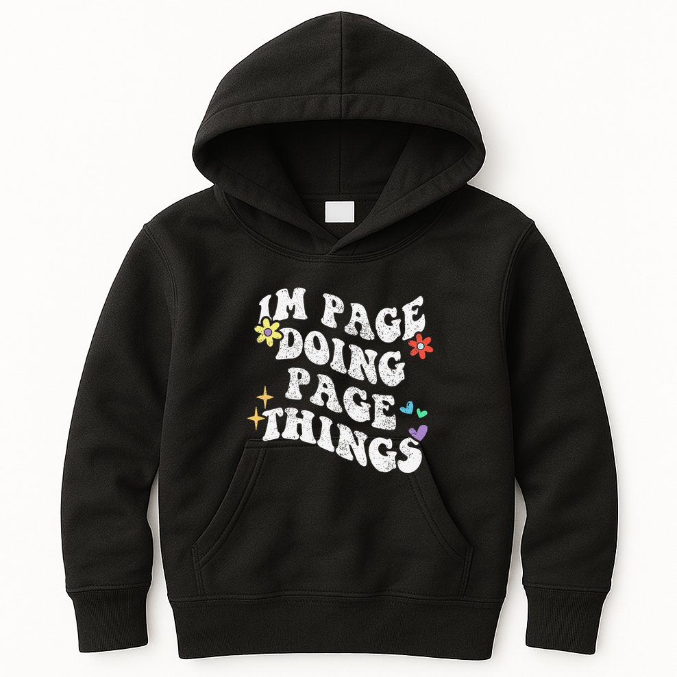 Retro Groovy Im Page Doing Page Things Funny MotherS Day Kids Hoodie
