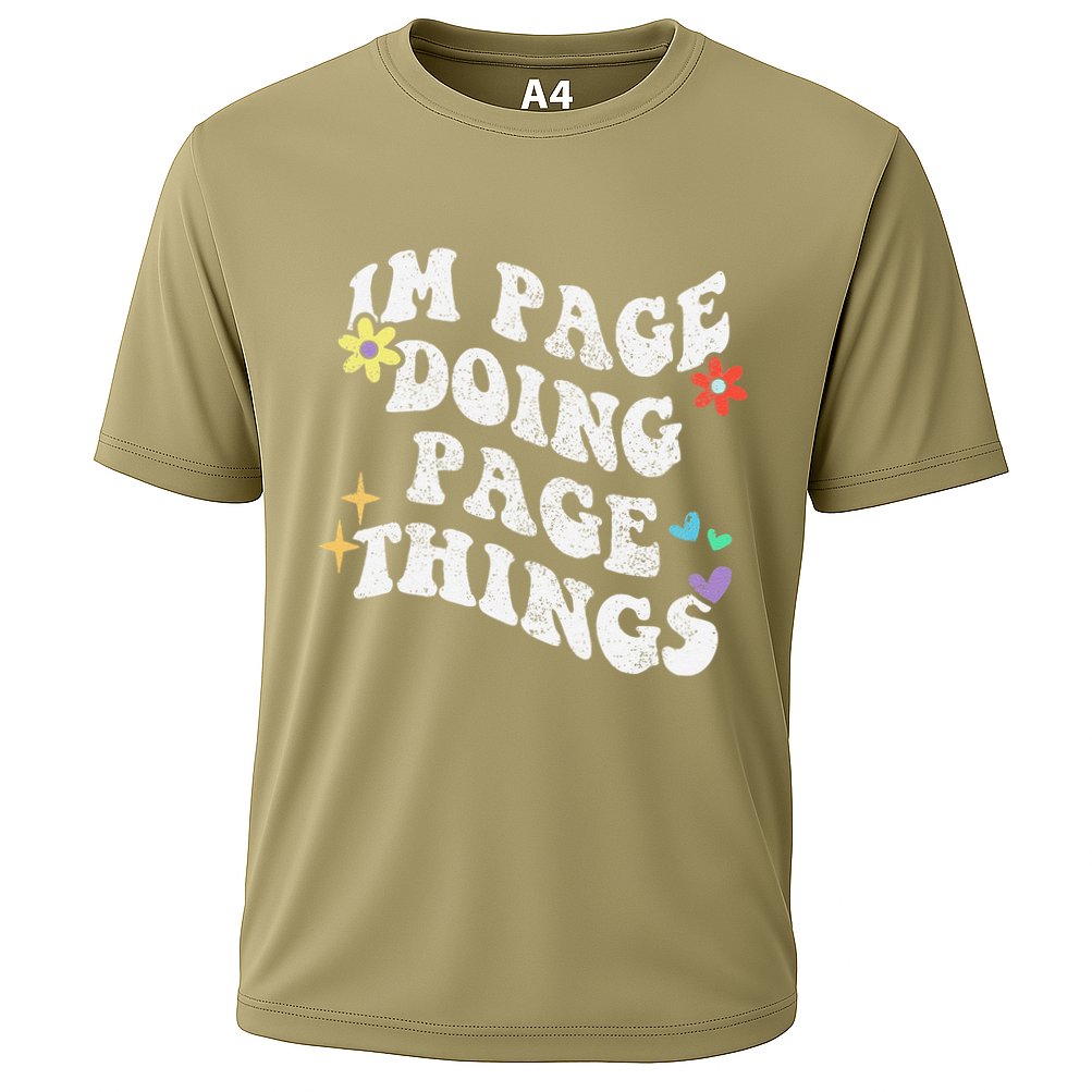 Retro Groovy Im Page Doing Page Things Funny MotherS Day Cooling Performance Crew T-Shirt