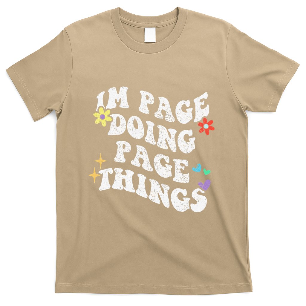 Retro Groovy Im Page Doing Page Things Funny MotherS Day T-Shirt