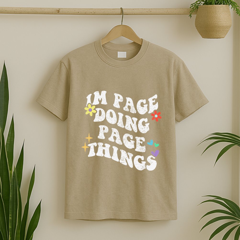 Retro Groovy Im Page Doing Page Things Funny MotherS Day T-Shirt