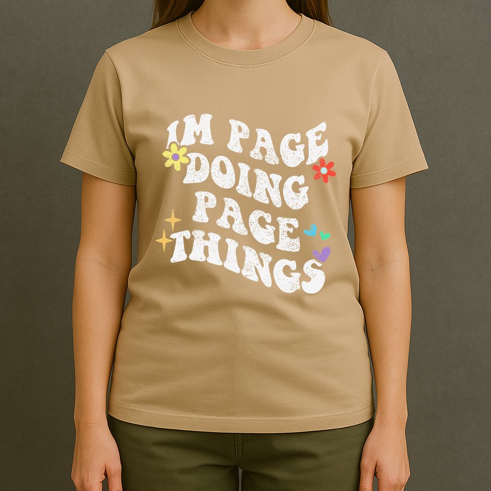 Retro Groovy Im Page Doing Page Things Funny MotherS Day T-Shirt