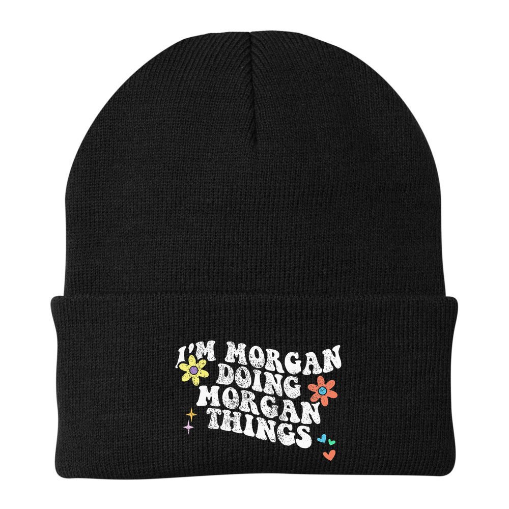 Retro Groovy Im Morgan Doing Morgan Things Funny Mothers Day Beanie