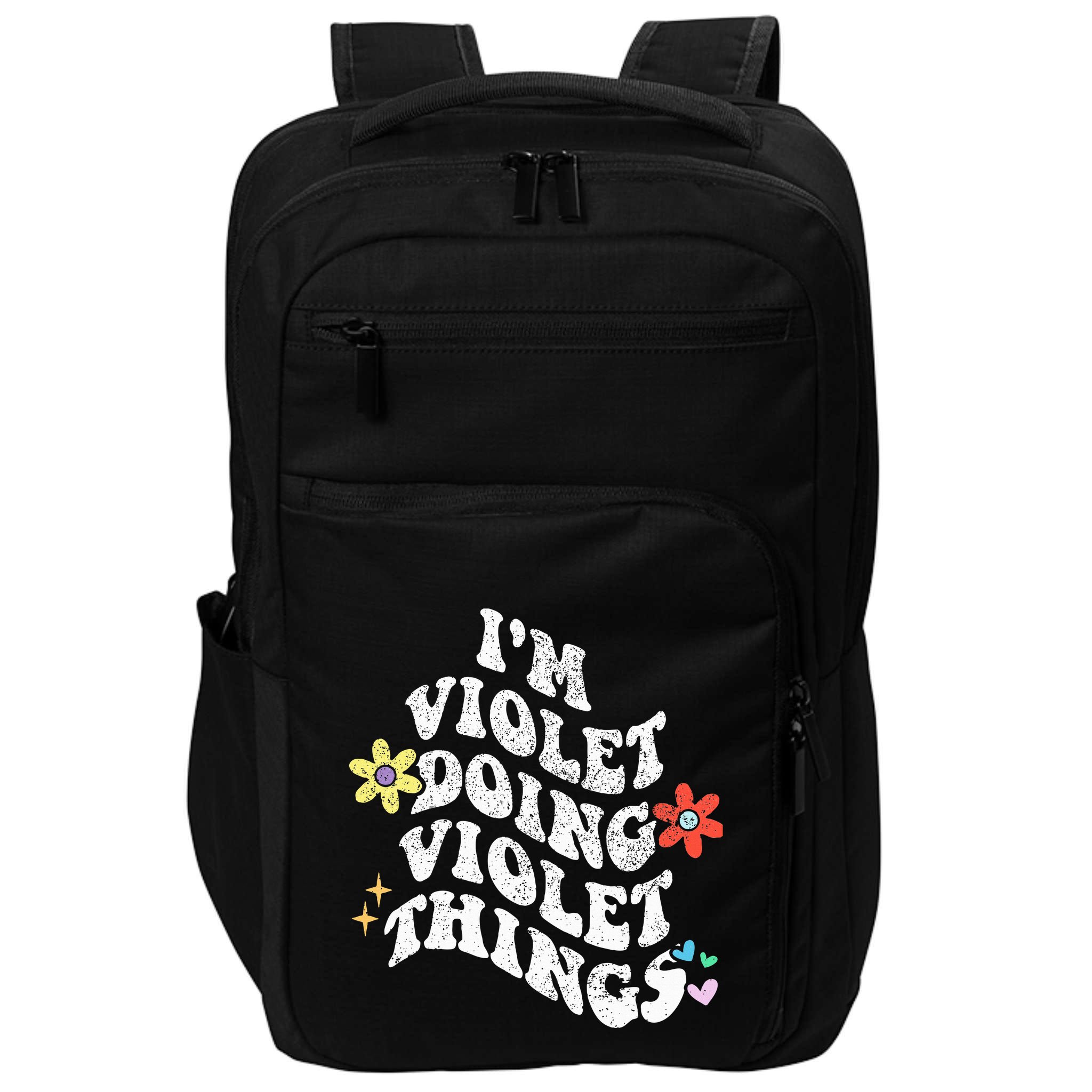 Retro Groovy Im Violet Doing Violet Things Funny MotherS Impact Tech Backpack