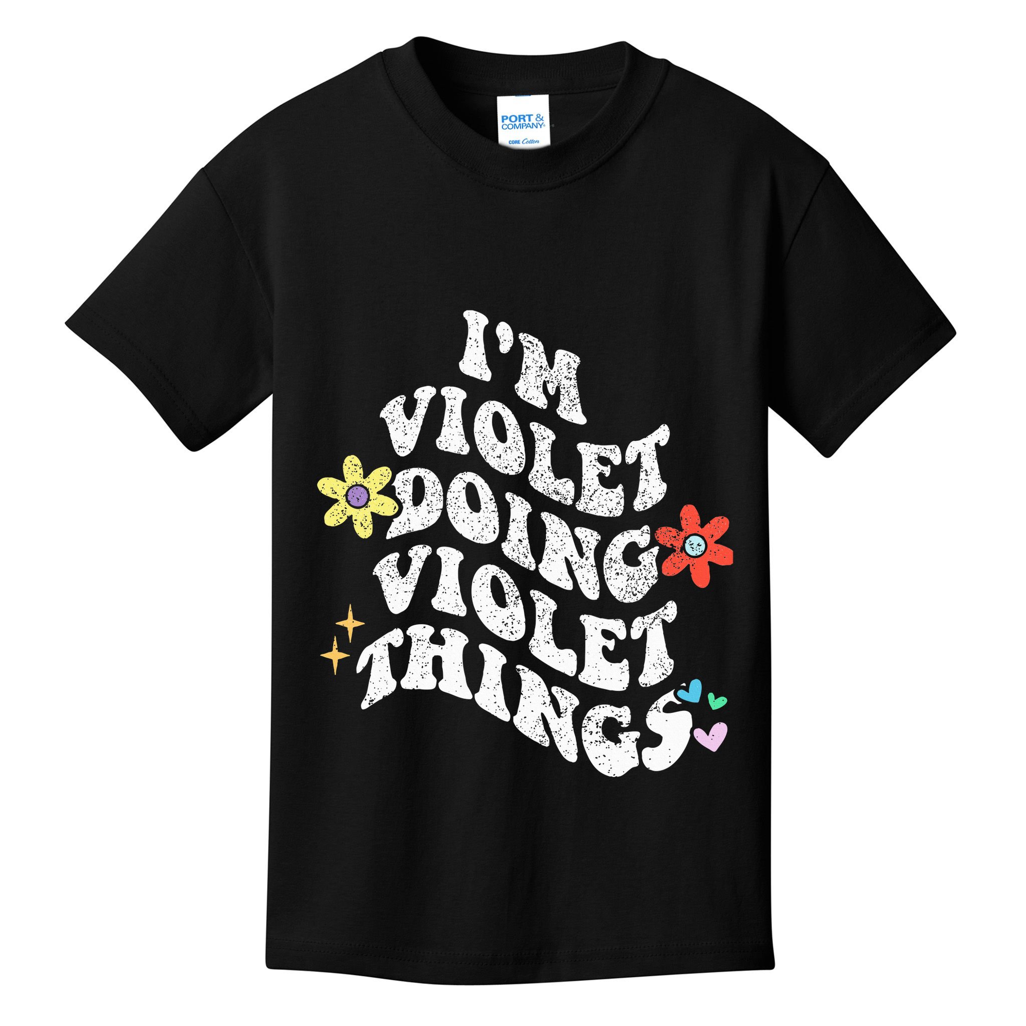 Retro Groovy Im Violet Doing Violet Things Funny MotherS Kids T-Shirt