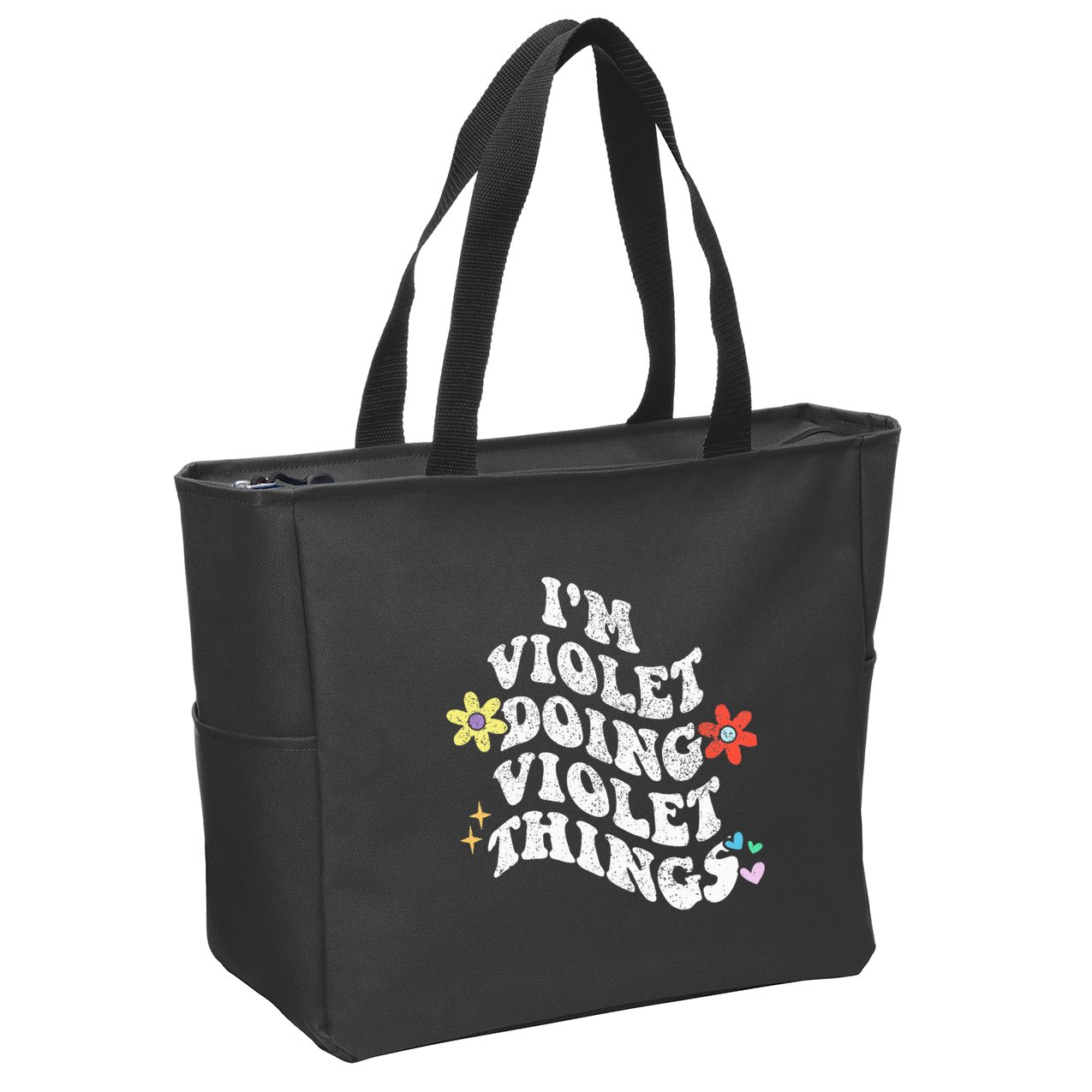 Retro Groovy Im Violet Doing Violet Things Funny MotherS Zip Tote Bag