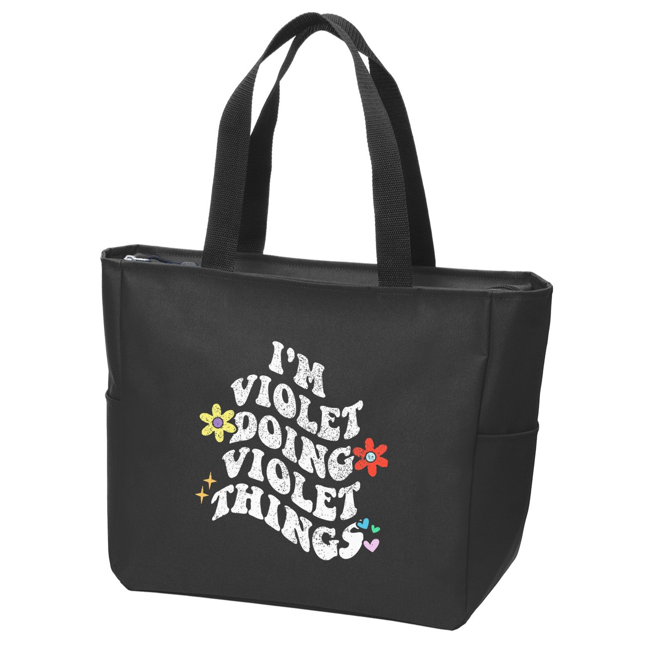 Retro Groovy Im Violet Doing Violet Things Funny MotherS Zip Tote Bag