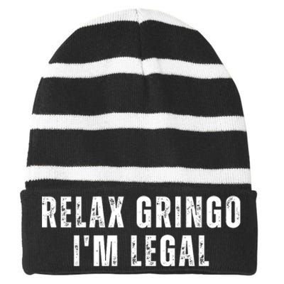 Relax Gringo Im Legal Striped Beanie with Solid Band