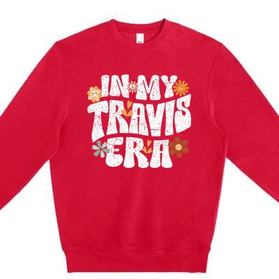 Retro Groovy In My Travis Era Premium Crewneck Sweatshirt