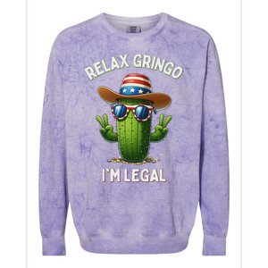 Relax Gringo Im Legal Latino Mexican Immigrant 4th Of July Colorblast Crewneck Sweatshirt