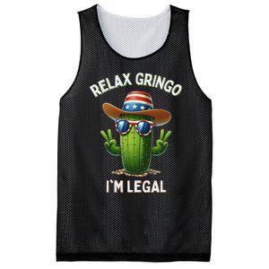 Relax Gringo Im Legal Latino Mexican Immigrant 4th Of July Mesh Reversible Basketball Jersey Tank